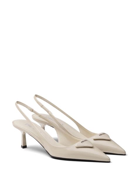 prada white sling backs|Prada leather slingback wedge pumps.